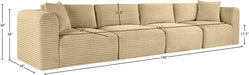 Meridian Furniture - Shaggy 140" Camel Corduroy Performance Fabric Upholstered 4 pc. Sofa - 641Camel-S140 - GreatFurnitureDeal