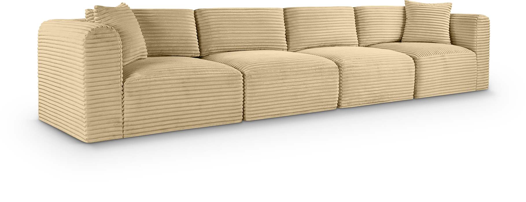 Meridian Furniture - Shaggy 140" Camel Corduroy Performance Fabric Upholstered 4 pc. Sofa - 641Camel-S140 - GreatFurnitureDeal