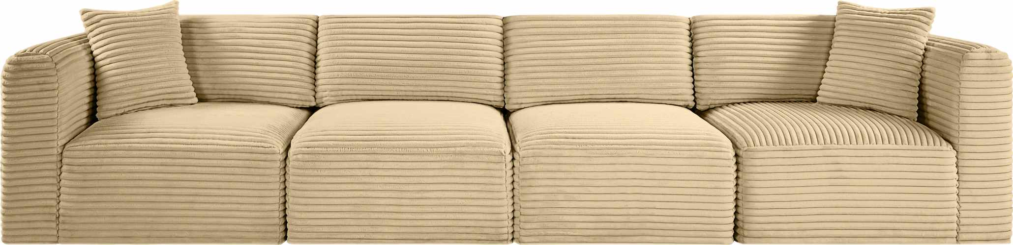 Meridian Furniture - Shaggy 140" Camel Corduroy Performance Fabric Upholstered 4 pc. Sofa - 641Camel-S140 - GreatFurnitureDeal