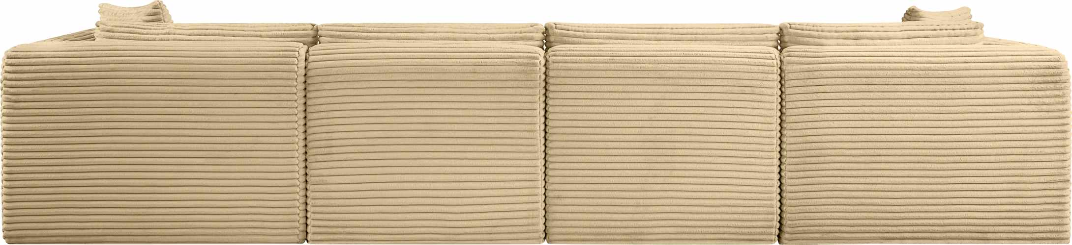 Meridian Furniture - Shaggy 140" Camel Corduroy Performance Fabric Upholstered 4 pc. Sofa - 641Camel-S140 - GreatFurnitureDeal