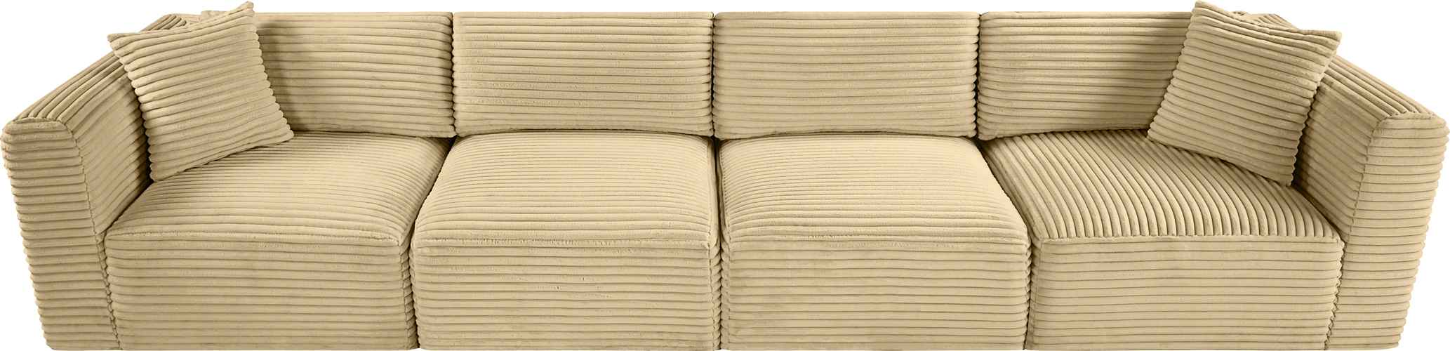 Meridian Furniture - Shaggy 140" Camel Corduroy Performance Fabric Upholstered 4 pc. Sofa - 641Camel-S140 - GreatFurnitureDeal