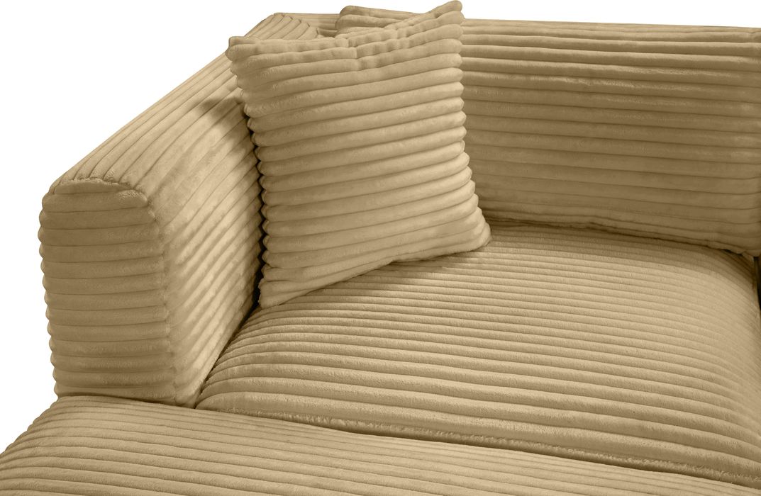 Meridian Furniture - Shaggy 140" Camel Corduroy Performance Fabric Upholstered 5 pc. Sectional - 641Camel-Sec5A - GreatFurnitureDeal