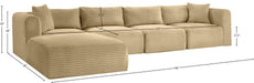 Meridian Furniture - Shaggy 140" Camel Corduroy Performance Fabric Upholstered 5 pc. Sectional - 641Camel-Sec5A - GreatFurnitureDeal