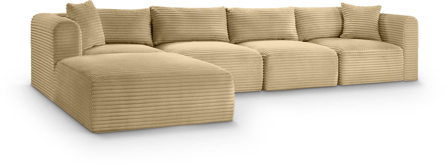 Meridian Furniture - Shaggy 140" Camel Corduroy Performance Fabric Upholstered 5 pc. Sectional - 641Camel-Sec5A - GreatFurnitureDeal