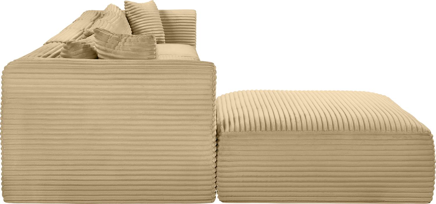 Meridian Furniture - Shaggy 140" Camel Corduroy Performance Fabric Upholstered 5 pc. Sectional - 641Camel-Sec5A - GreatFurnitureDeal
