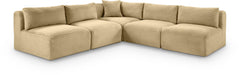 Meridian Furniture - Shaggy 101" Camel Corduroy Performance Fabric Upholstered 5 pc. Sectional - 641Camel-Sec5D - GreatFurnitureDeal