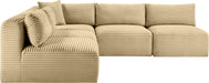 Meridian Furniture - Shaggy 101" Camel Corduroy Performance Fabric Upholstered 5 pc. Sectional - 641Camel-Sec5D - GreatFurnitureDeal