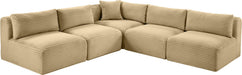 Meridian Furniture - Shaggy 101" Camel Corduroy Performance Fabric Upholstered 5 pc. Sectional - 641Camel-Sec5D - GreatFurnitureDeal