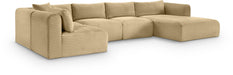 Meridian Furniture - Shaggy 145" Camel Corduroy Performance Fabric Upholstered 5 pc. Sectional - 641Camel-Sec5F - GreatFurnitureDeal