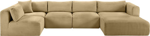 Meridian Furniture - Shaggy 145" Camel Corduroy Performance Fabric Upholstered 5 pc. Sectional - 641Camel-Sec5F - GreatFurnitureDeal