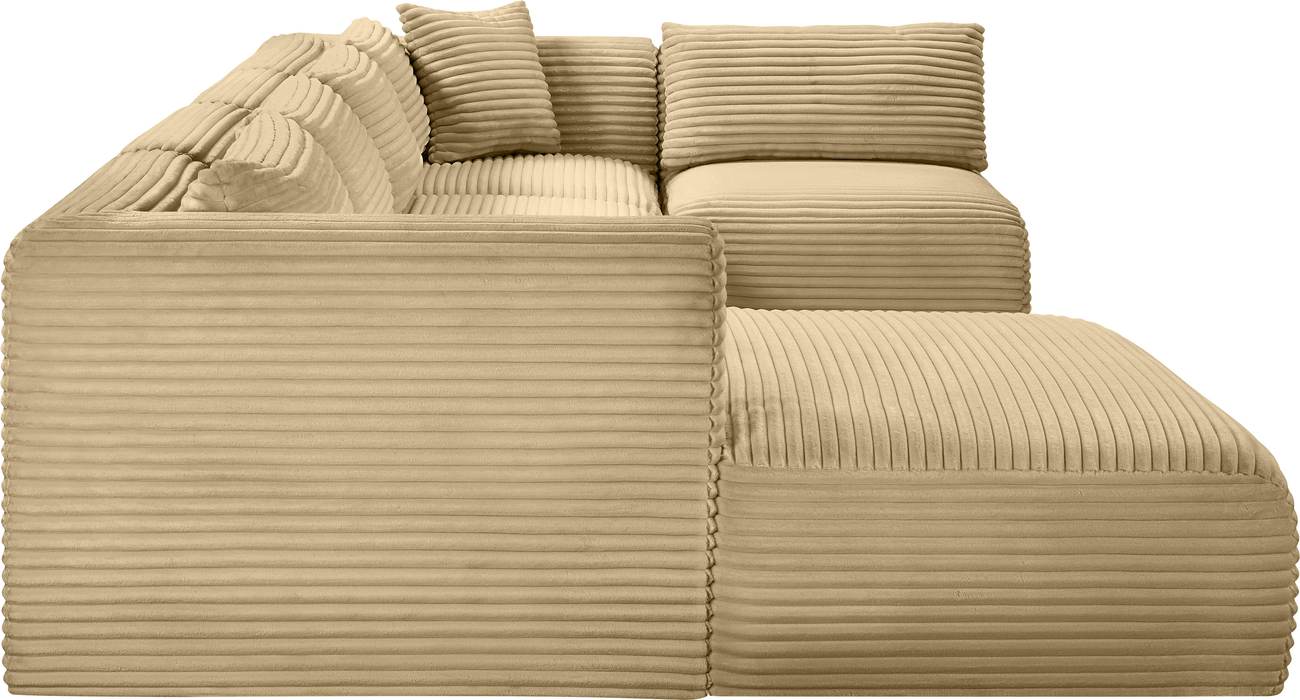 Meridian Furniture - Shaggy 145" Camel Corduroy Performance Fabric Upholstered 5 pc. Sectional - 641Camel-Sec5F - GreatFurnitureDeal