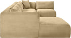 Meridian Furniture - Shaggy 145" Camel Corduroy Performance Fabric Upholstered 5 pc. Sectional - 641Camel-Sec5F - GreatFurnitureDeal