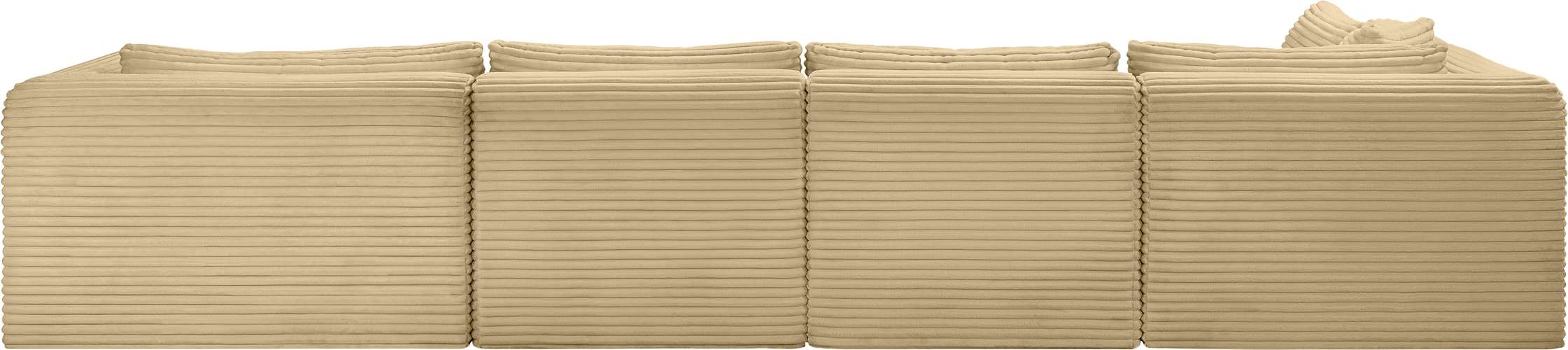 Meridian Furniture - Shaggy 145" Camel Corduroy Performance Fabric Upholstered 5 pc. Sectional - 641Camel-Sec5F - GreatFurnitureDeal
