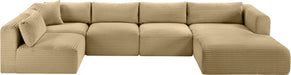 Meridian Furniture - Shaggy 145" Camel Corduroy Performance Fabric Upholstered 5 pc. Sectional - 641Camel-Sec5F - GreatFurnitureDeal