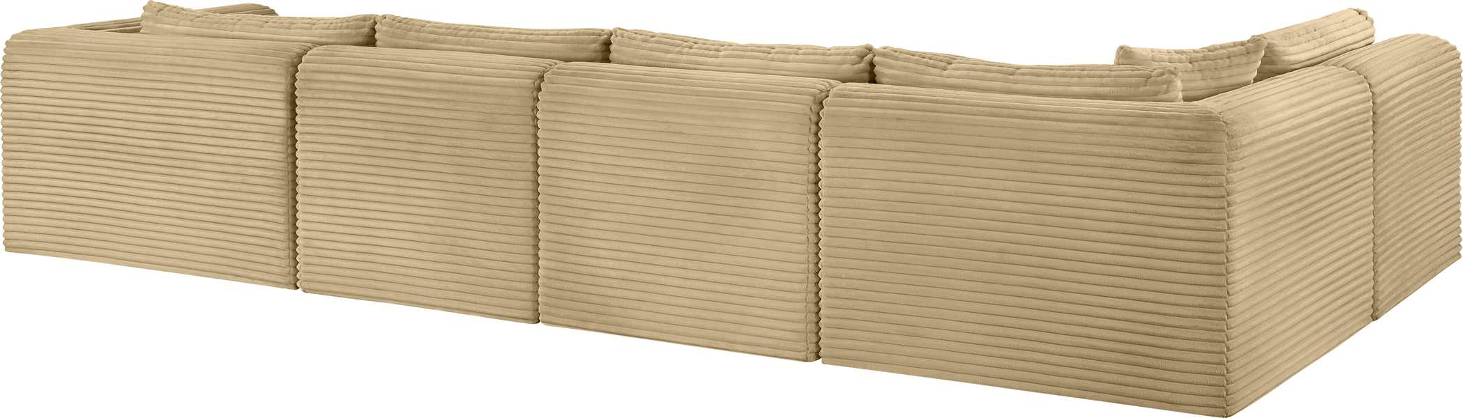 Meridian Furniture - Shaggy 145" Camel Corduroy Performance Fabric Upholstered 5 pc. Sectional - 641Camel-Sec5F - GreatFurnitureDeal