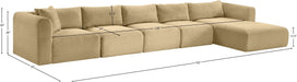 Meridian Furniture - Shaggy 176" Camel Corduroy Performance Fabric Upholstered 5 pc. Sectional - 641Camel-Sec5G - GreatFurnitureDeal