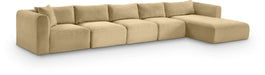 Meridian Furniture - Shaggy 176" Camel Corduroy Performance Fabric Upholstered 5 pc. Sectional - 641Camel-Sec5G - GreatFurnitureDeal