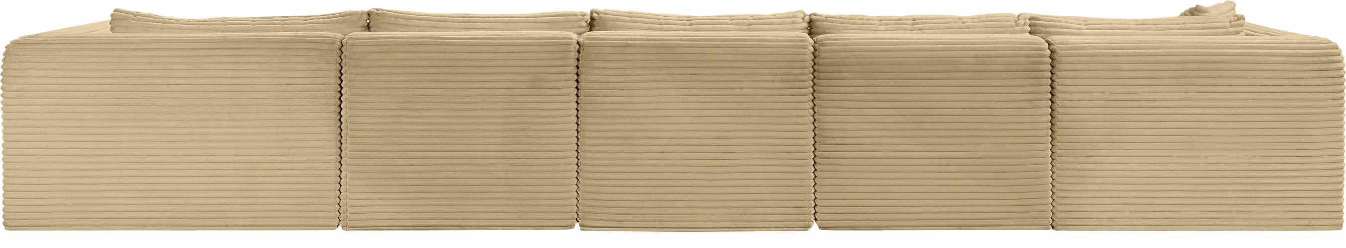 Meridian Furniture - Shaggy 176" Camel Corduroy Performance Fabric Upholstered 5 pc. Sectional - 641Camel-Sec5G - GreatFurnitureDeal
