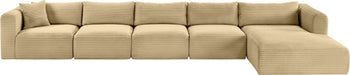 Meridian Furniture - Shaggy 176" Camel Corduroy Performance Fabric Upholstered 5 pc. Sectional - 641Camel-Sec5G - GreatFurnitureDeal