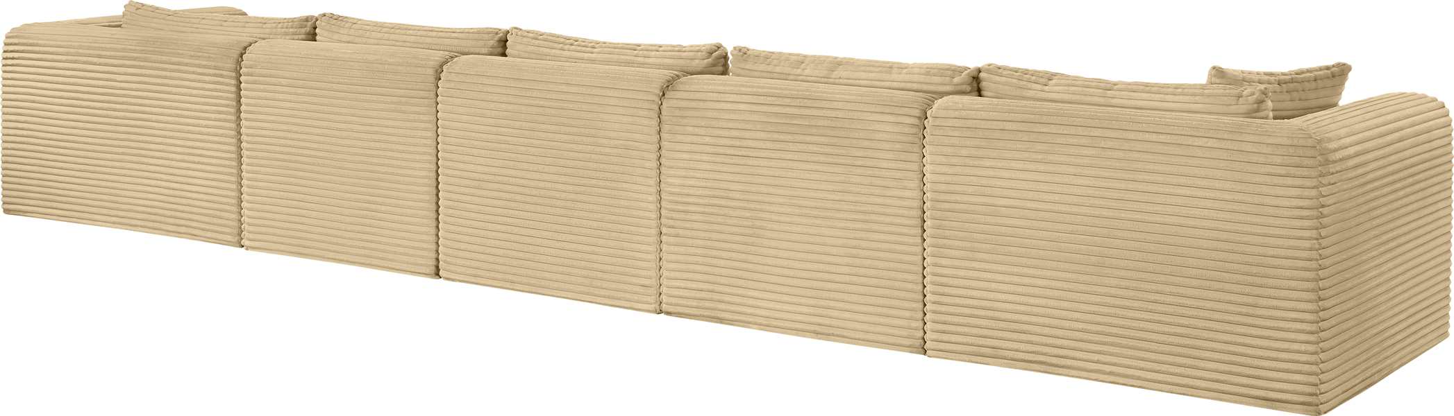 Meridian Furniture - Shaggy 176" Camel Corduroy Performance Fabric Upholstered 5 pc. Sectional - 641Camel-Sec5G - GreatFurnitureDeal