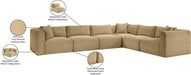 Meridian Furniture - Shaggy 140" Camel Corduroy Performance Fabric Upholstered 6 pc. Sectional - 641Camel-Sec6A - GreatFurnitureDeal
