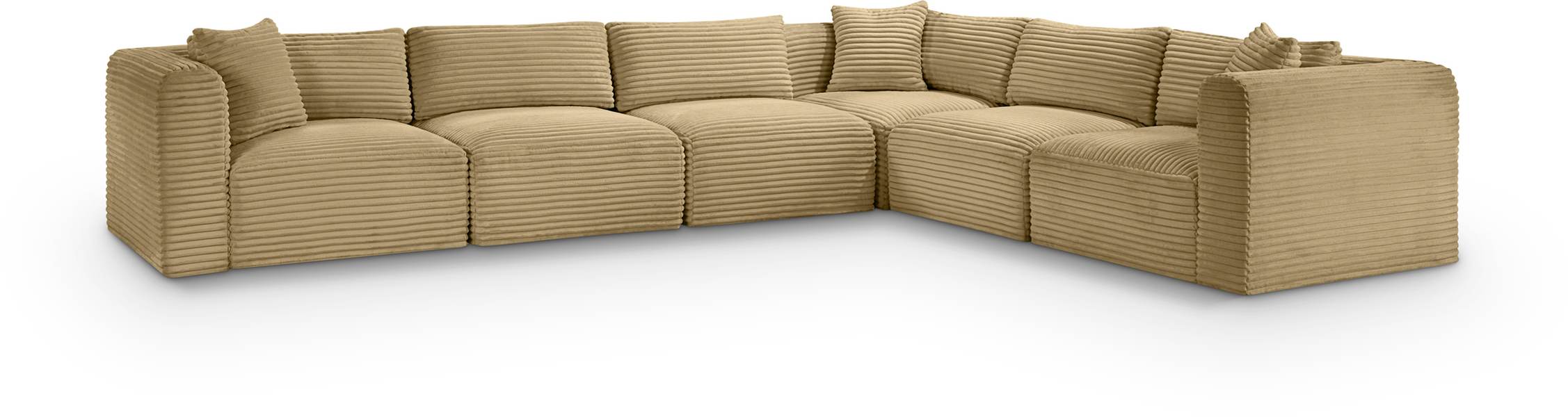 Meridian Furniture - Shaggy 140" Camel Corduroy Performance Fabric Upholstered 6 pc. Sectional - 641Camel-Sec6A - GreatFurnitureDeal