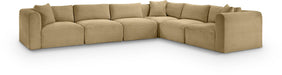 Meridian Furniture - Shaggy 140" Camel Corduroy Performance Fabric Upholstered 6 pc. Sectional - 641Camel-Sec6A - GreatFurnitureDeal