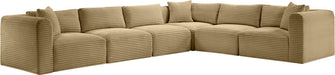Meridian Furniture - Shaggy 140" Camel Corduroy Performance Fabric Upholstered 6 pc. Sectional - 641Camel-Sec6A - GreatFurnitureDeal