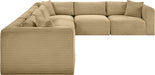 Meridian Furniture - Shaggy 140" Camel Corduroy Performance Fabric Upholstered 6 pc. Sectional - 641Camel-Sec6A - GreatFurnitureDeal