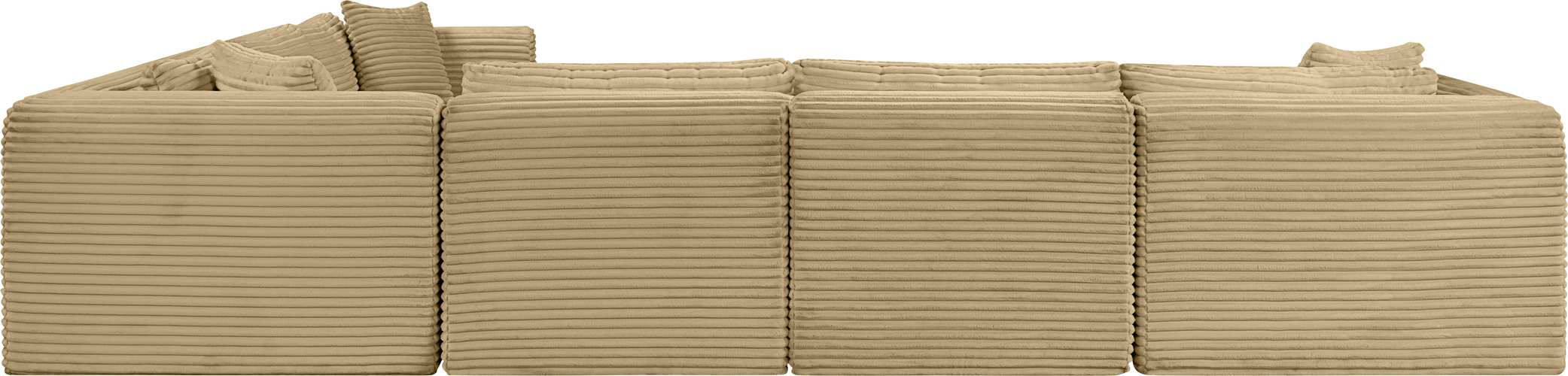 Meridian Furniture - Shaggy 140" Camel Corduroy Performance Fabric Upholstered 6 pc. Sectional - 641Camel-Sec6A - GreatFurnitureDeal