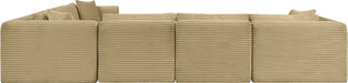 Meridian Furniture - Shaggy 140" Camel Corduroy Performance Fabric Upholstered 6 pc. Sectional - 641Camel-Sec6A - GreatFurnitureDeal