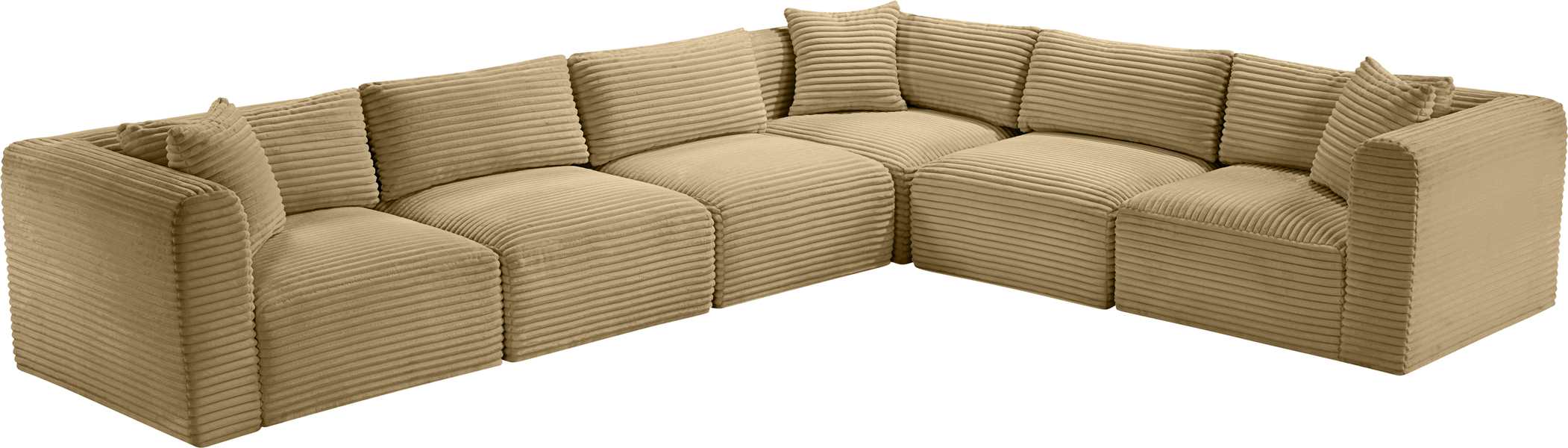 Meridian Furniture - Shaggy 140" Camel Corduroy Performance Fabric Upholstered 6 pc. Sectional - 641Camel-Sec6A - GreatFurnitureDeal
