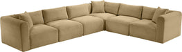 Meridian Furniture - Shaggy 140" Camel Corduroy Performance Fabric Upholstered 6 pc. Sectional - 641Camel-Sec6A - GreatFurnitureDeal