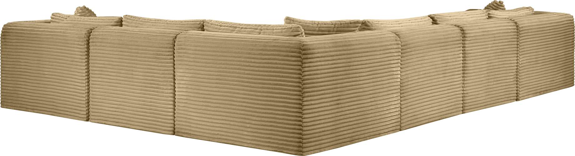 Meridian Furniture - Shaggy 140" Camel Corduroy Performance Fabric Upholstered 6 pc. Sectional - 641Camel-Sec6A - GreatFurnitureDeal