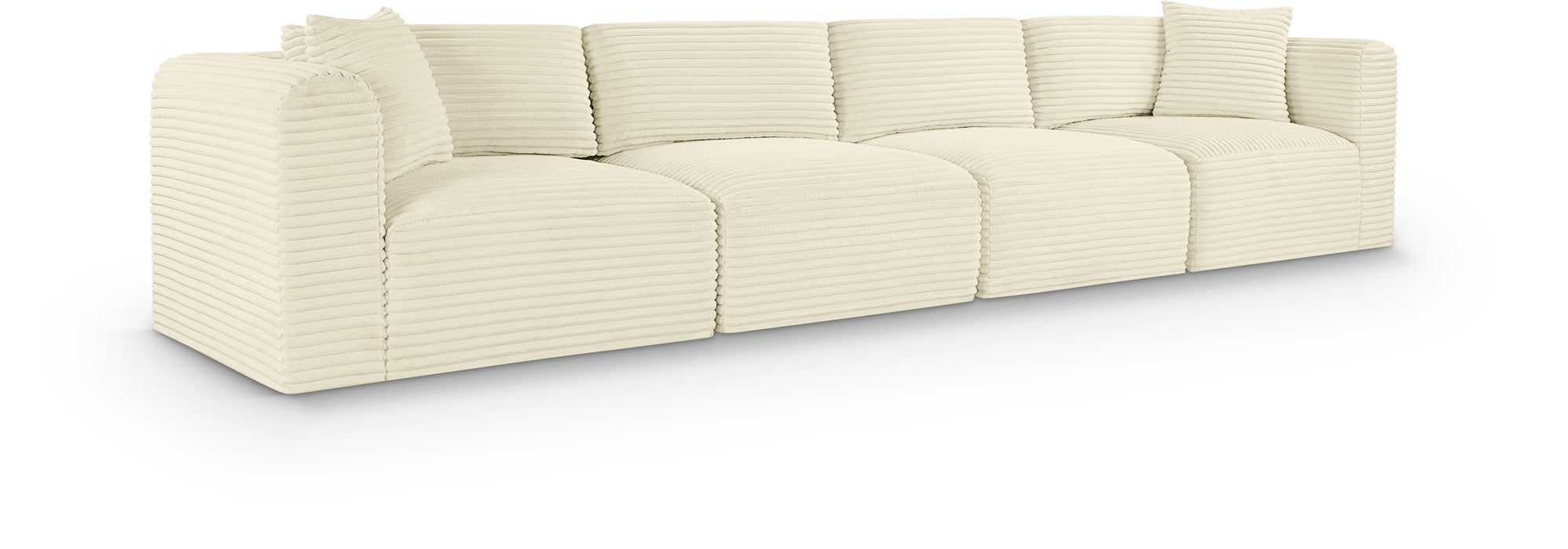 Meridian Furniture - Shaggy 140" Cream Corduroy Performance Fabric Upholstered 4 pc. Sofa - 641Cream-S140 - GreatFurnitureDeal