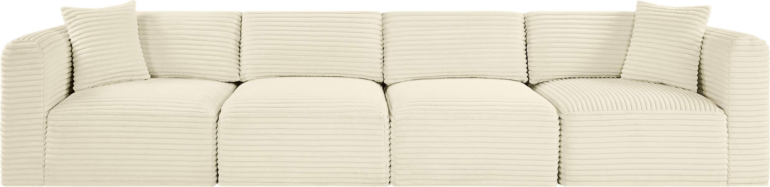 Meridian Furniture - Shaggy 140" Cream Corduroy Performance Fabric Upholstered 4 pc. Sofa - 641Cream-S140 - GreatFurnitureDeal