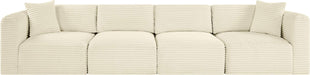 Meridian Furniture - Shaggy 140" Cream Corduroy Performance Fabric Upholstered 4 pc. Sofa - 641Cream-S140 - GreatFurnitureDeal
