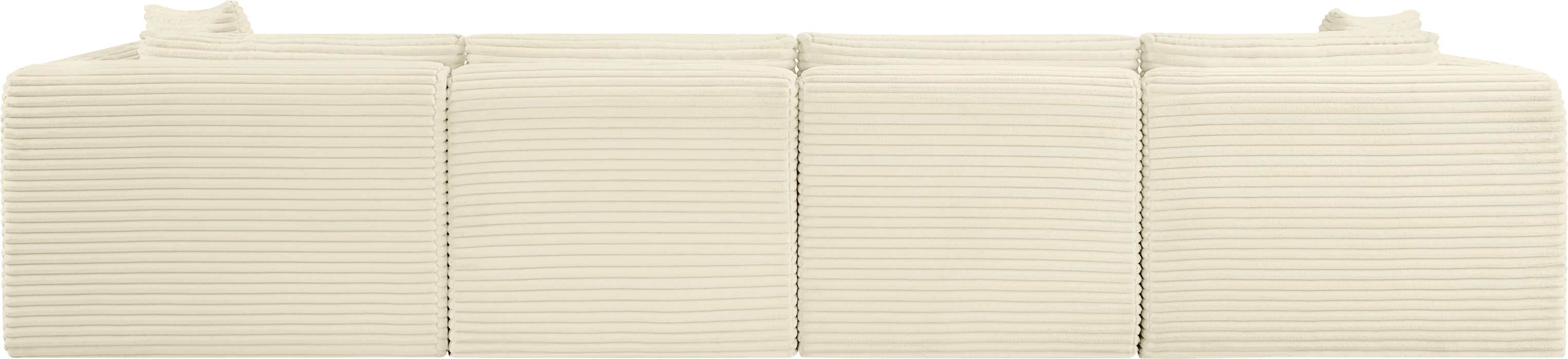 Meridian Furniture - Shaggy 140" Cream Corduroy Performance Fabric Upholstered 4 pc. Sofa - 641Cream-S140 - GreatFurnitureDeal