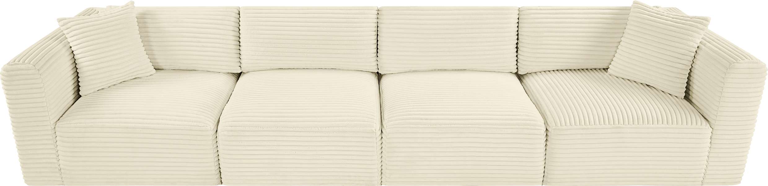 Meridian Furniture - Shaggy 140" Cream Corduroy Performance Fabric Upholstered 4 pc. Sofa - 641Cream-S140 - GreatFurnitureDeal