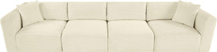 Meridian Furniture - Shaggy 140" Cream Corduroy Performance Fabric Upholstered 4 pc. Sofa - 641Cream-S140 - GreatFurnitureDeal
