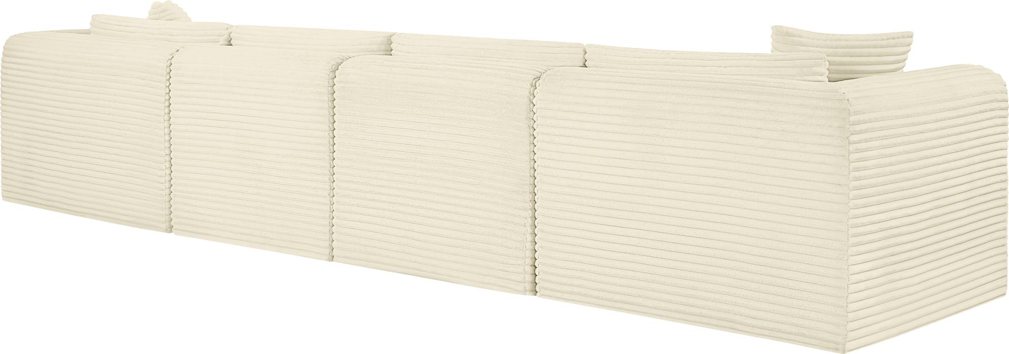 Meridian Furniture - Shaggy 140" Cream Corduroy Performance Fabric Upholstered 4 pc. Sofa - 641Cream-S140 - GreatFurnitureDeal