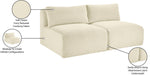 Meridian Furniture - Shaggy 62" Cream Corduroy Performance Fabric Upholstered 2 pc. Armless Loveseat - 641Cream-S62 - GreatFurnitureDeal