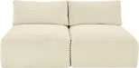 Meridian Furniture - Shaggy 62" Cream Corduroy Performance Fabric Upholstered 2 pc. Armless Loveseat - 641Cream-S62 - GreatFurnitureDeal