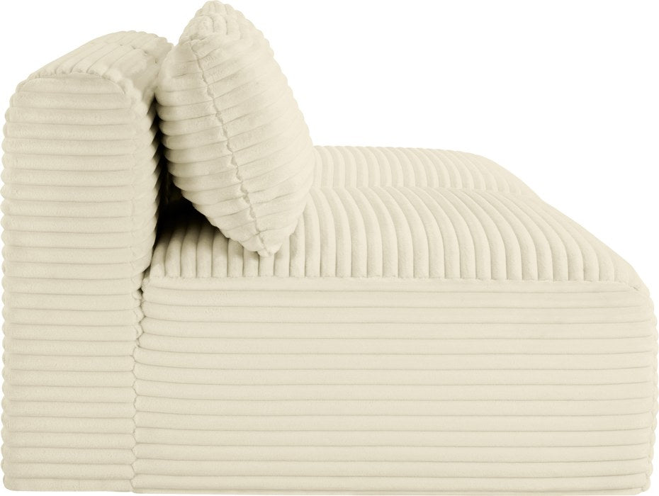 Meridian Furniture - Shaggy 62" Cream Corduroy Performance Fabric Upholstered 2 pc. Armless Loveseat - 641Cream-S62 - GreatFurnitureDeal