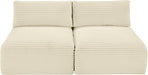 Meridian Furniture - Shaggy 62" Cream Corduroy Performance Fabric Upholstered 2 pc. Armless Loveseat - 641Cream-S62 - GreatFurnitureDeal