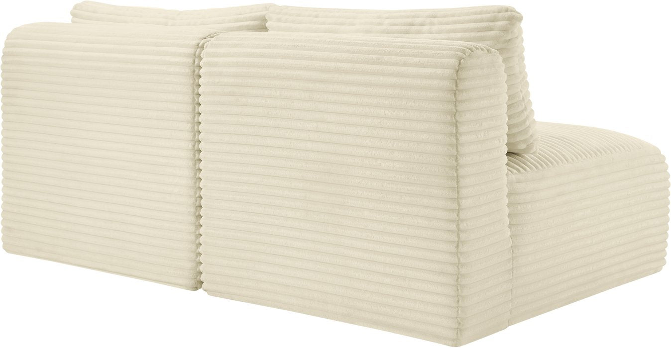 Meridian Furniture - Shaggy 62" Cream Corduroy Performance Fabric Upholstered 2 pc. Armless Loveseat - 641Cream-S62 - GreatFurnitureDeal