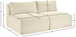 Meridian Furniture - Shaggy 62" Cream Corduroy Performance Fabric Upholstered 2 pc. Armless Loveseat - 641Cream-S62 - GreatFurnitureDeal