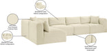 Meridian Furniture - Shaggy 140" Cream Corduroy Performance Fabric Upholstered 5 pc. Sectional - 641Cream-Sec5B - GreatFurnitureDeal