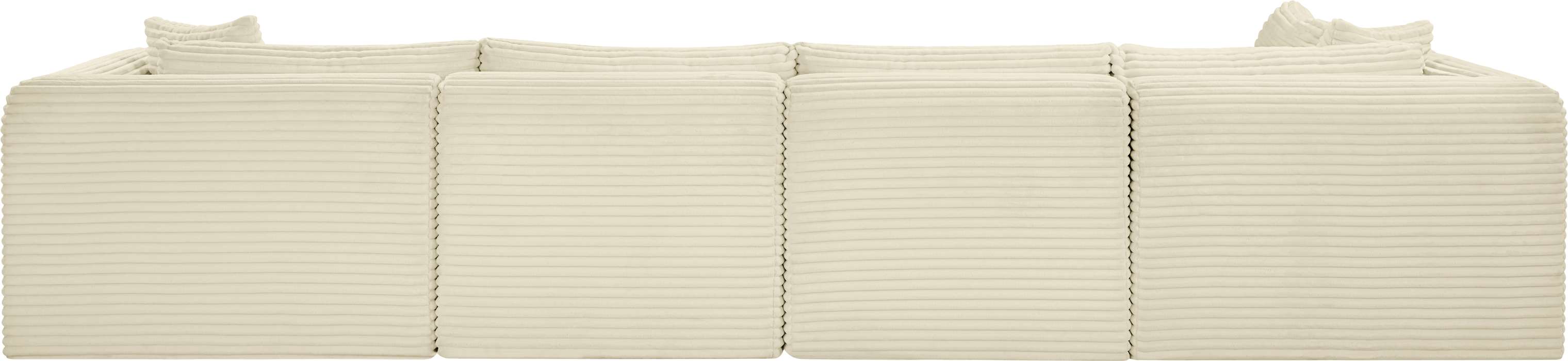 Meridian Furniture - Shaggy 140" Cream Corduroy Performance Fabric Upholstered 5 pc. Sectional - 641Cream-Sec5B - GreatFurnitureDeal