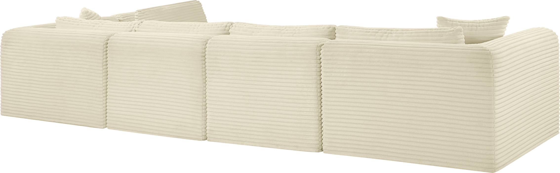 Meridian Furniture - Shaggy 140" Cream Corduroy Performance Fabric Upholstered 5 pc. Sectional - 641Cream-Sec5B - GreatFurnitureDeal